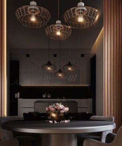 gray-dining-table-under-pendant-lamps